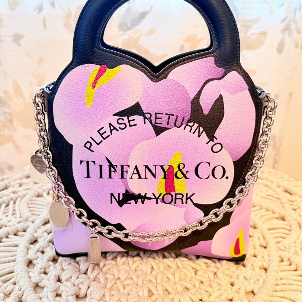 Tiffany & Co. Floral Black and Pink Shoulder Bag RARE
